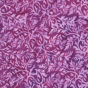 Rosy Bloom 122528177 Leafy Vine Pink Plum by Jerry Khiev for Island Batik