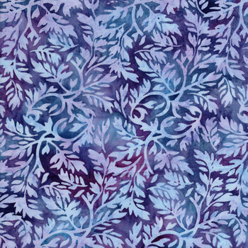 Rosy Bloom 122528420 Leafy Vine Purple Urchin by Jerry Khiev for Island Batik