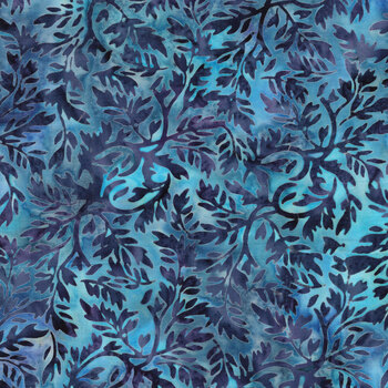 Rosy Bloom 122528460 Leafy Vine Purple Hyacinth by Jerry Khiev for Island Batik