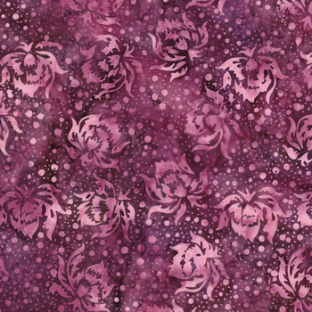 Rosy Bloom 122529390 Flowers and Dots Red Burgundy by Jerry Khiev for Island Batik