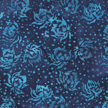 Rosy Bloom 122529475 Flowers and Dots Purple Eggplant by Jerry Khiev for Island Batik