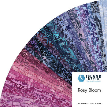 Rosy Bloom  2.5" Strip Pack by Jerry Khiev for Island Batik