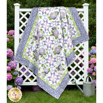  Patchwork Quilt Kit - Hydrangeas In The Garden - Periwinkle