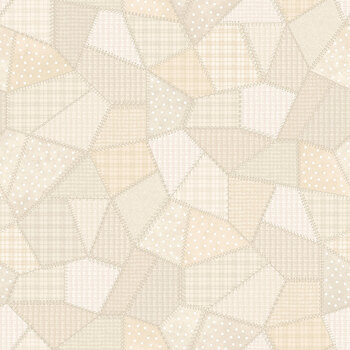 Patchwork Woolies Flannel MASF11310-E Cream Patchwork Quilt by Bonnie Sullivan for Maywood Studio