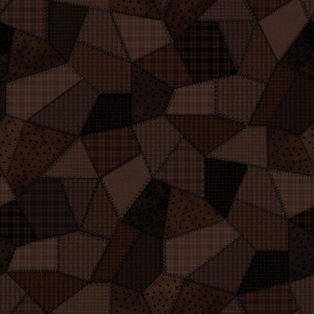 Patchwork Woolies Flannel MASF11310-JA Black/Brown Patchwork Quilt by Bonnie Sullivan for Maywood Studio