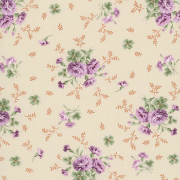 Courtland MAS11321-E Dark Cream Carnations and Clover by Maywood Studio