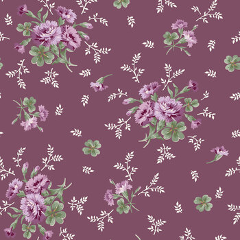 Courtland MAS11321-V Plum Carnations and Clover by Maywood Studio