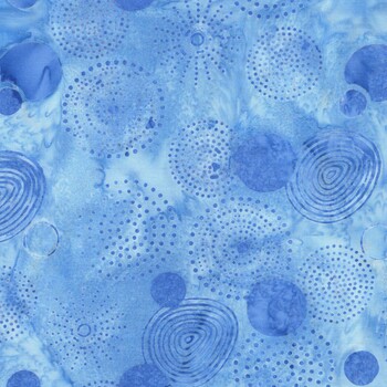 Pixelwave 112664513 Circle Dots Blue Shark by Jerry Khiev for Island Batik