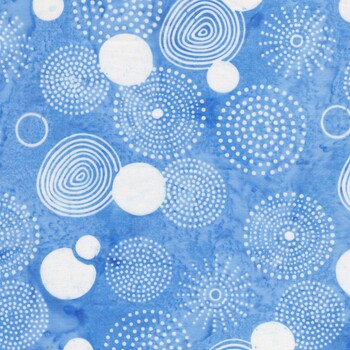 Pixelwave 112664560 Circle Dots Blue French Blue by Jerry Khiev for Island Batik