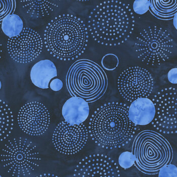 Pixelwave 112664590 Circle Dots Blue Storm by Jerry Khiev for Island Batik