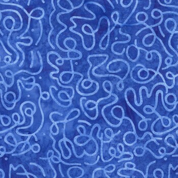 Pixelwave 112665545 Squiggles Blue Bluebird by Jerry Khiev for Island Batik