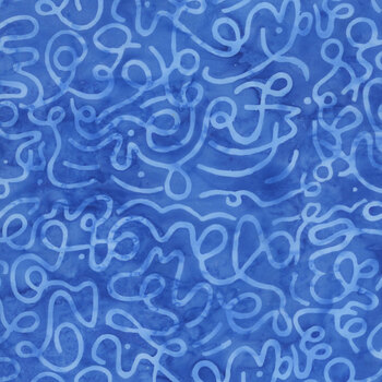 Pixelwave 112665545 Squiggles Blue Bluebird by Jerry Khiev for Island Batik