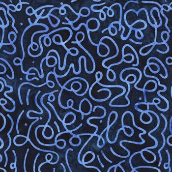 Pixelwave 112665595 Squiggles Blue Midnight Blue by Jerry Khiev for Island Batik