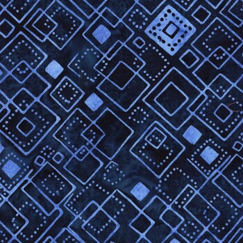 Pixelwave 112669595 Squares Blue Midnight Blue by Jerry Khiev for Island Batik
