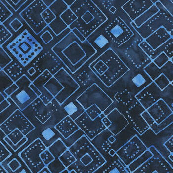 Pixelwave 112669595 Squares Blue Midnight Blue by Jerry Khiev for Island Batik