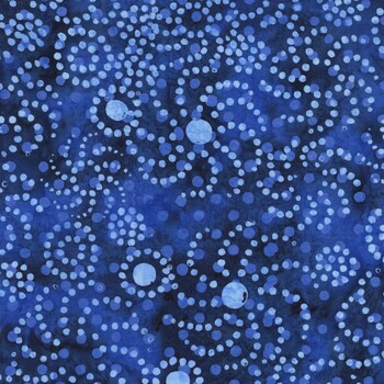 Pixelwave 112670575 Swirly Dots Blue Marine by Jerry Khiev for Island Batik