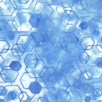 Pixelwave 112671849 Hexagons Multi White Blue Sky by Jerry Khiev for Island Batik