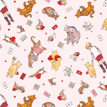 Bear Hugs and Kisses 9604-02 Pale Pink Winnie and Friends by W.A. Dodge for Studio E Fabrics