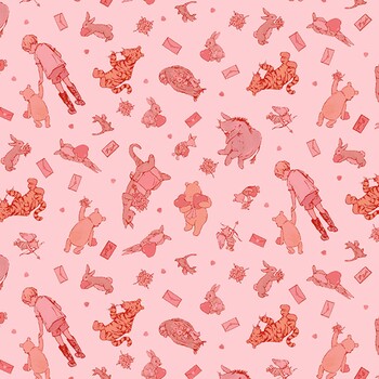 Bear Hugs and Kisses 9605-22 Pink Mono Friends by W.A. Dodge for Studio E Fabrics
