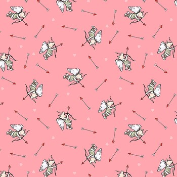 Bear Hugs and Kisses 9606-22 Pink Piglet Cherub by W.A. Dodge for Studio E Fabrics