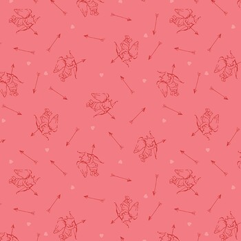 Bear Hugs and Kisses 9607-28 Dark Pink Mono Cherubs by W.A. Dodge for Studio E Fabrics