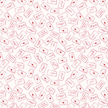 Bear Hugs and Kisses 9609-08 White/Red Love Notes Lineart by W.A. Dodge for Studio E Fabrics