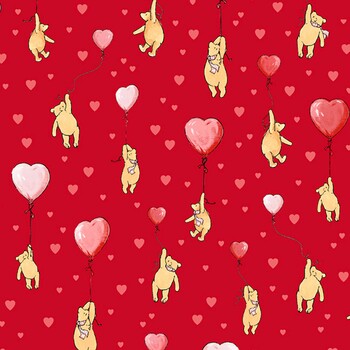 Bear Hugs and Kisses 9610-88 Red Balloon Hearts by W.A. Dodge for Studio E Fabrics