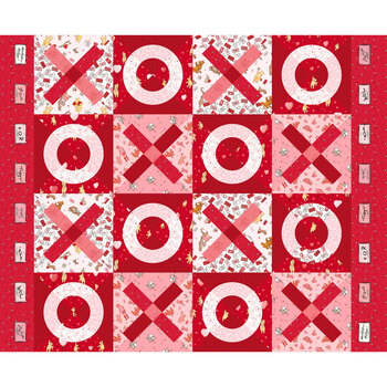 Bear Hugs and Kisses 9613-82 Red/Pink XOXO Cheater by W.A. Dodge for Studio E Fabrics