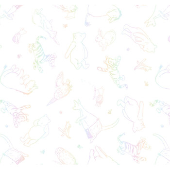 A Hundred Acre Spring 9594-05 White Rainbow Lineart by W.A. Dodge for Studio E Fabrics
