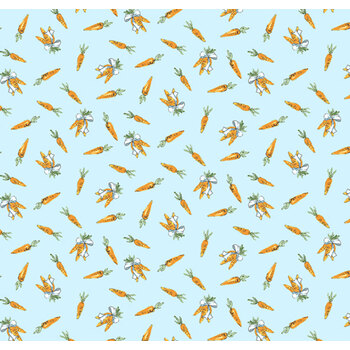 A Hundred Acre Spring 9596-11 Blue Carrots by W.A. Dodge for Studio E Fabrics