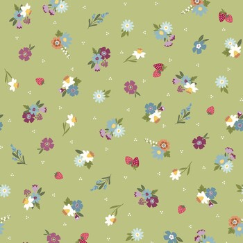Cottontail Farm MAS11343-G Green Garden Flower Toss by Kimberbell for Maywood Studio