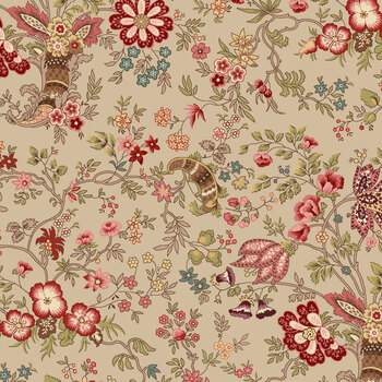 Ashby 3729-36 Light Khaki Wandering Vines by Lisa Debee Schiller for Henry Glass Fabrics