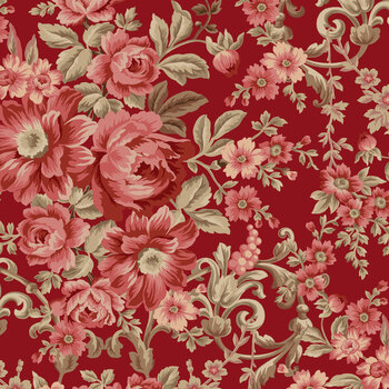 Ashby 3730-88 Light Red Ashby Bouquets by Lisa Debee Schiller for Henry Glass Fabrics
