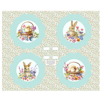 Bunnies & Baskets 3712P-17 Light Blue Scalloped Placemats by Color Principle for Henry Glass Fabrics