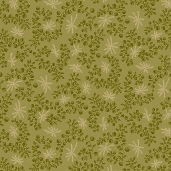 Scrap Basket Besties 2962-66 Mint Green Looped Leaves by Kim Diehl for Henry Glass Fabrics