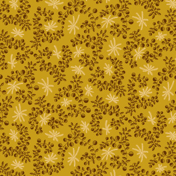 Scrap Basket Besties 2962-404 Mustard Looped Leaves by Kim Diehl for Henry Glass Fabrics