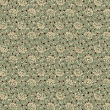 Scrap Basket Besties 2965-11 Aqua Pearls and Peonies by Kim Diehl for Henry Glass Fabrics