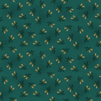 Scrap Basket Besties 2967-77 Teal Pear Blossoms by Kim Diehl for Henry Glass Fabrics