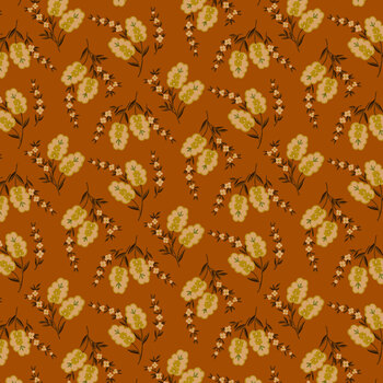 Scrap Basket Besties 2985-30 Orange Wildflowers by Kim Diehl for Henry Glass Fabrics