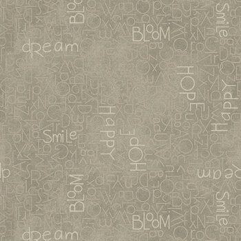 Return of the Blue Bird of Happiness 3746-39 Khaki Alphabet by Janet Rae Nesbitt for Henry Glass Fabrics