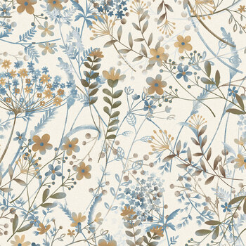 Return of the Blue Bird of Happiness 3747-44 Cream Meadow by Janet Rae Nesbitt for Henry Glass Fabrics