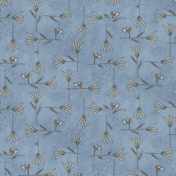 Return of the Blue Bird of Happiness 3748-75 Med. Blue Flower Lattice by Janet Rae Nesbitt for Henry Glass Fabrics