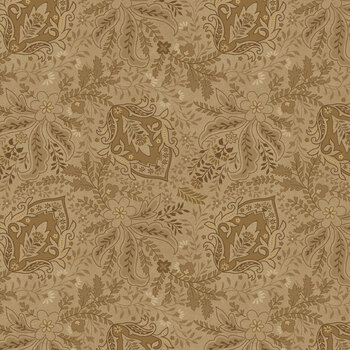 Return of the Blue Bird of Happiness 3752-36 Caramel New Feathery Paisley by Janet Rae Nesbitt for Henry Glass Fabrics
