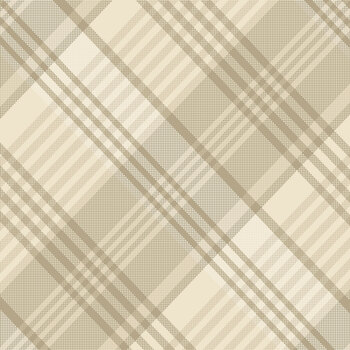 Return of the Blue Bird of Happiness 3754-44 Cream Large Bias Plaid by Janet Rae Nesbitt for Henry Glass Fabrics