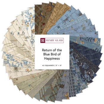 Return of the Blue Bird of Happiness  5" Squares by Janet Rae Nesbitt for Henry Glass Fabrics