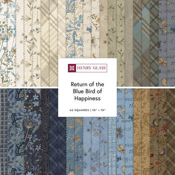 Return of the Blue Bird of Happiness  10" Squares by Janet Rae Nesbitt for Henry Glass Fabrics