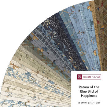 Return of the Blue Bird of Happiness  2.5" Strips by Janet Rae Nesbitt for Henry Glass Fabrics
