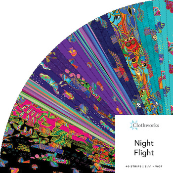Night Flight  2.5" Strips by Laurel Burch for Clothworks