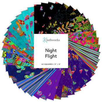 Night Flight  5" Squares by Laurel Burch for Clothworks