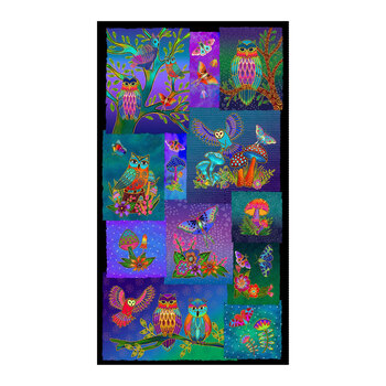 Night Flight Y5059-31M Royal Blue Gold Metallic Panel by Laurel Burch for Clothworks